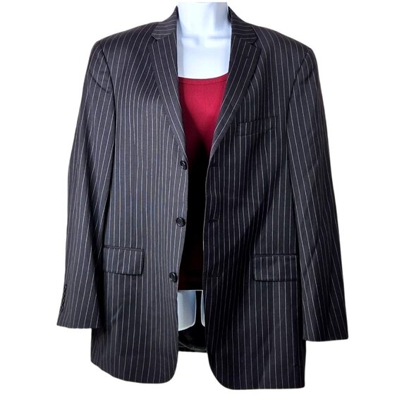 Daniel Cremieux Collection Dillards Vintage Black Pinstripe 3 Button Blazer 41R - Picture 3 of 11